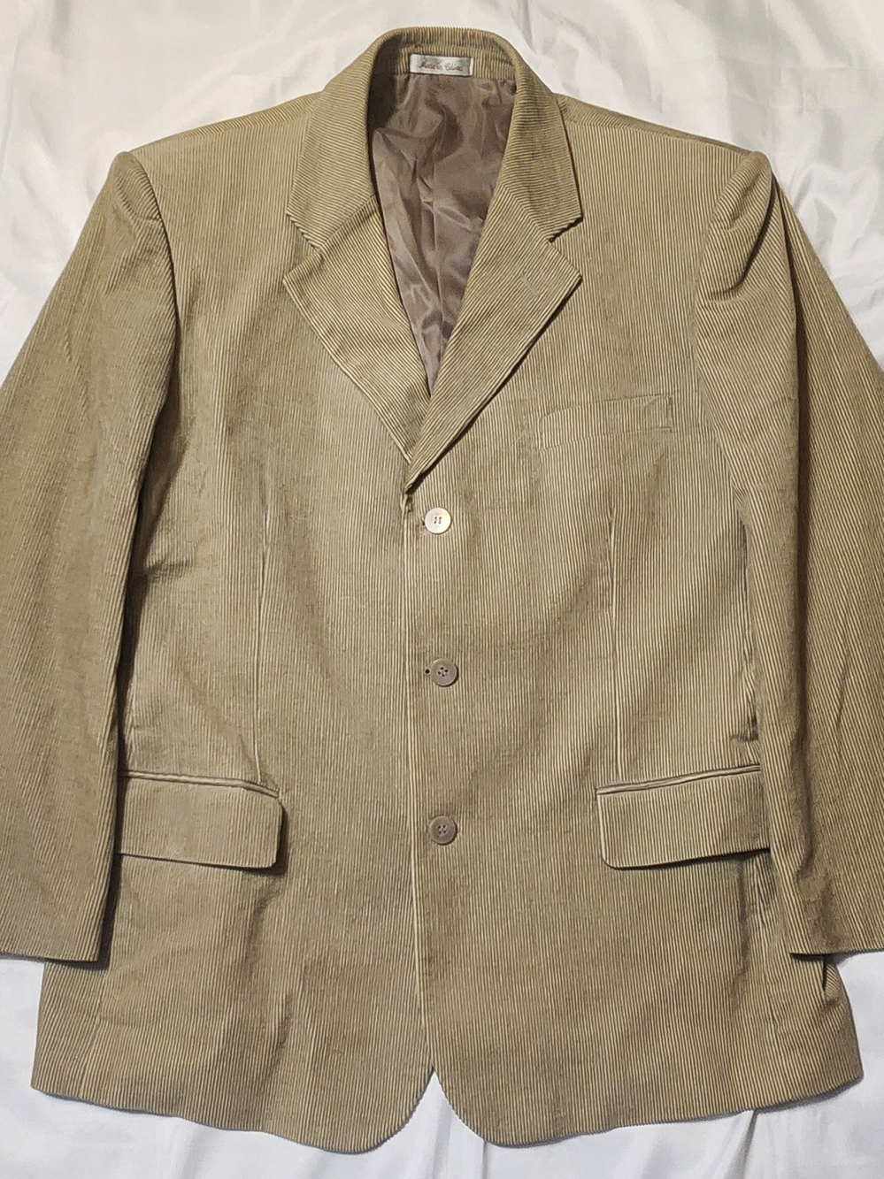 Men's Jacques Bellini Beige Corduroy Sport Coat - Classic Tailored Jacket